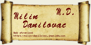 Milin Danilovac vizit kartica